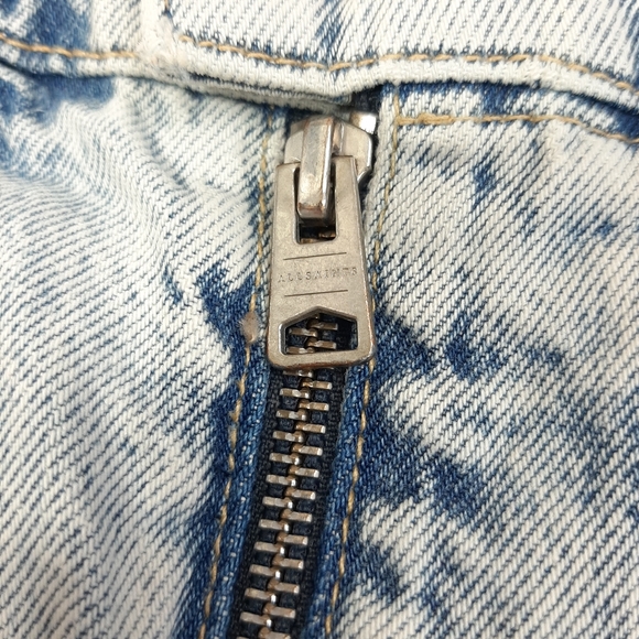 Allsaints Mabel Distressed Denim Skirt UK 4 Stonewashed Split Front Hem Festival - Picture 7 of 15